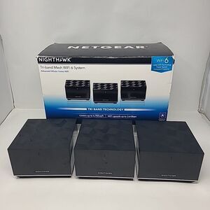 NETGEAR Nighthawk AX3600 MK83 Tri-Band Mesh Wi-Fi 6 Router System (3-pack) Black